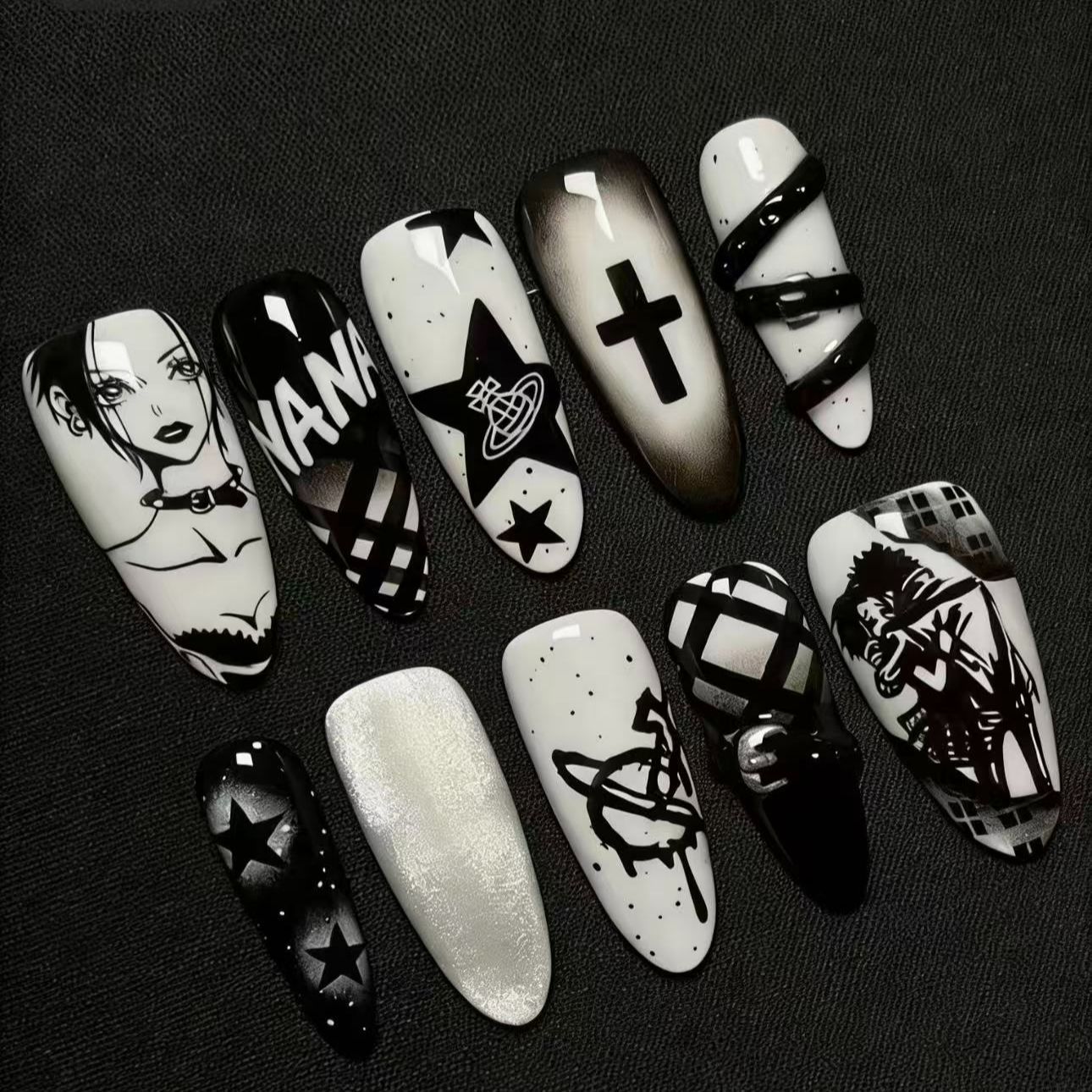 NANA Punk Style Nails Dark Aes - Nail Art ulasan dan harga